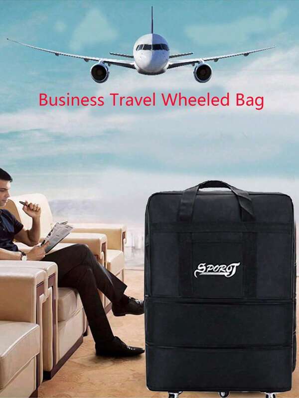 1 peça bolsa de viagem dobrável à prova d'água de grande capacidade para check-in com ar, bolsa de bagagem de grande capacidade, bolsa de armazenamento feminina, bolsa de viagem com rodas, bolsa de bagagem dobrável com rodas universais, bolsa de check-in com ar, bolsa de estudo para mudança no exterior