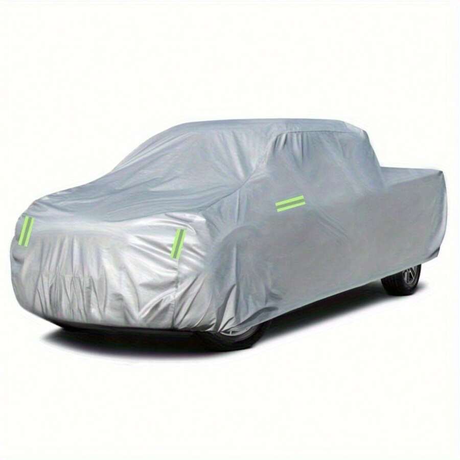 Heavy-Duty Waterproof Truck Car Cover With UV Sun Protection - All-Weather Heavy-Duty Truck Cover With Driver Door Zipper, Fit For Pickup Trucks, SUVs, - Indoor/Outdoor Use, Adjustable Straps & Secure Fastening - Fits 209-232" Length Trucks (Full Coverage), Outdoor Vehicle Protection, Sleek Vehicle Cover, Durable Vehicle Cover, Reinforced Stitching, Suv Drivers - Silver-590*200*195 - View 1