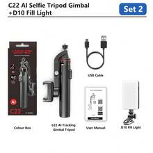 AXNEN 360°旋转自拍杆,带自动人脸追踪三脚架云台稳定器、无线遥控手机支架,兼容安卓和iOS智能手机,适用于暑假、旅行、户外活动、直播、摄影、视频拍摄。 - 彩色 - 查看 15