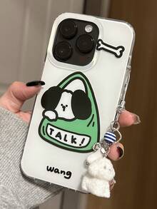 可爱绿色小狗骨头果冻手机壳，兼容 17 Air、17 Pro Max、16 Pro Max、14 Pro、15、13、12、11 Plus，小狗吊坠糖果框保护套 - 小狗 - 查看 4