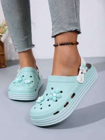 Dam Sommar Nya Tjock Botten Andningsbara Bekväma Söta Casual Strand Inomhus/Utomhus Strand Mångsidiga Halkfria Tjock Botten Moderiktiga Parsandaler