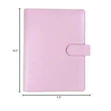 A5 PU Leather Binder Cover With Magnetic Buckle Closure, 6 Ring Personal Notebook For Organizing Planner Refill Pages, Photo Card Sleeves, Multi-Functional Card Collector-826103 - 粉色 - 查看 9