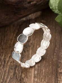 Cring Coco Maillard Color Retro Stretch Women's Bracelet - KC Golden Plated Polished And Frosted - Daily Versatile Style Suitable For Banquets And Parties - Black and White - View 17