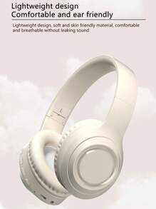 Wireless Bluetooth Headset, Over-Ear Design, High Battery Life And Fashionable Appearance, Foldable And Portable, Low Latency For Gaming - Beige - View 4