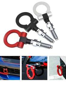 1件汽车改装前保险杠拖车钩欧式通用拖车钩汽车后前拖车仿真赛车环车辆牵引钩。