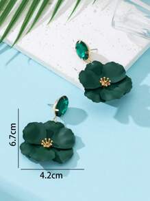 1 对充满活力的夏季假期多巴胺彩色珠饰双层花形吊坠耳环，适合女士日常佩戴、海滩、约会、派对礼物 - 綠色 - 查看 5