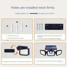 1 件/2 件 74 LED 太阳能户外花园灯，户外阳光照明灯具，带 3 个头，可进行全方位照明，夜灯，庭院、车库、房车露营、门廊、小路和花园的安全照明，适用于圣诞节、万圣节节日照明 - 三頭壁燈-連體 - 查看 11