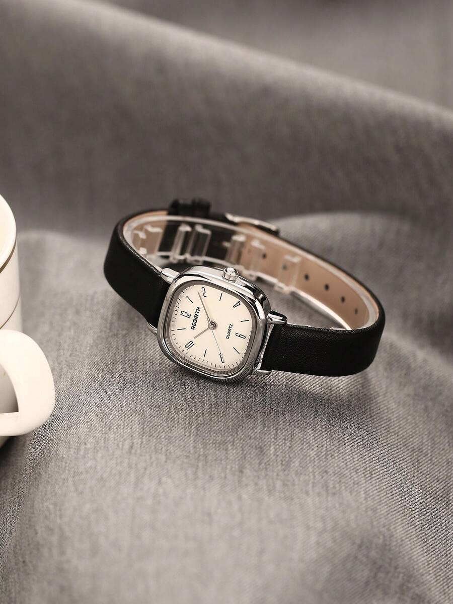 REBIRTH 1 件女士简约时尚休闲皮带石英手表，时尚适合日常佩戴