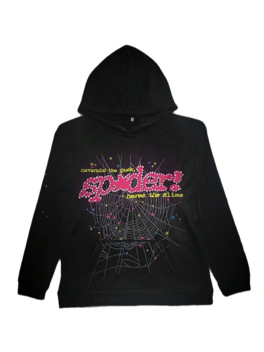 Hip Hop Spider Hoodies Set Y2k Hoodie Tracksuit Pullover Sweatshirt For Men Matching Hoodies For Couples - 黑色 - 查看 1