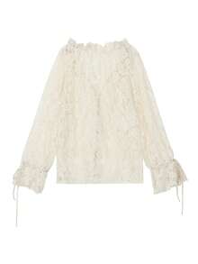 ii Women's Elegant Embroidered Lace Sheer Blouse