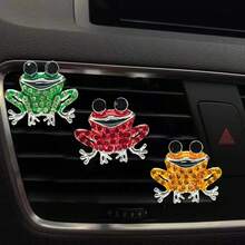 1/3 件可爱水钻青蛙汽车出风口夹香薰扩散器装饰，水钻汽车内饰配件，空气清新剂装饰礼物
