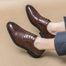 Dress Shoes Men Luxury Business Formal Oxfords Footwear Black Brown Prom Party Fashion Man Wedding Pointed Toe Leather Shoes Office Oxford Shoes Gentleman Work Men's Shoes 2024 New Fashion Party Brock Career Casual Derby Shoes  Casual - màu nâu - Xem 10
