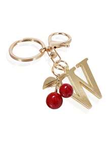 高级优雅金色字母钥匙扣，A-Z 3D字母吊坠，樱桃装饰，时尚合金钥匙扣，包包/背包挂饰，汽车钥匙链，女士完美日常配饰，情侣礼物，经典简约钥匙扣，装饰品，包包配件，适合赠送朋友、家人、情侣、女友，重要礼物，节日纪念品，返校礼物，教师节礼物 - 彩色 - 查看 23