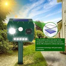 4 Pack Solar Ultrasonic Animal Repellent Outdoor, Cat Squirrel Raccoon Bird Dog Deer Repellent Devices With PIR Motion Sensor & LED Flash, Waterproof Animal Deterrent For Garden Yard Farm - Green - View 3