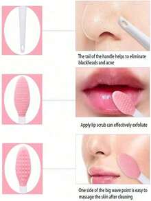 1pc Silicone Nose Pore Cleansing Brush, Exfoliating, Deep Pore Cleansing, Facial Massage Tool, Blackhead & Acne Removal, Pink Lip Scrubber, Skincare, Home Decor, Bedroom Decor, Bathroom, Christmas Gift, Travel, Wedding, Christmas Party, Mother's Day Gift - Multicolor - View 4