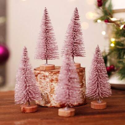 1 cây thông Noel mini lấp lánh màu hồng, cây thông nhân tạo phủ sương có đế gỗ, cây để bàn nhỏ dùng để trang trí Giáng sinh, nhà ở, văn phòng, xứ sở thần tiên mùa đông, ngày lễ, tiệc tùng, đồ thủ công tự làm, lý tưởng cho tiệc Giáng sinh và nâng cấp nội thất nhà ở trang trí nhà trang trí phòng đồ trang trí Giáng sinh quà tặng Giáng sinh trang trí Giáng sinh