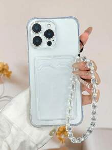 透明防摔手机壳带卡槽和链条，适用于 14 Pro Max、13、11、XR、7/8、Galaxy S24、A04、A12、A13、A14、A23、A24、A32、A33、A51、A52、A53、A54、A72、S20 FE、Redmi 9、Redmi 9A