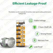 5-100pcs 1.55V AG10 LR1130 SR54 389 189 SR1130 D189 LR54 Alkaline Button Cell Batteries, G10A SR1130SW Button Batteries For Watch, Toy, Remote Control