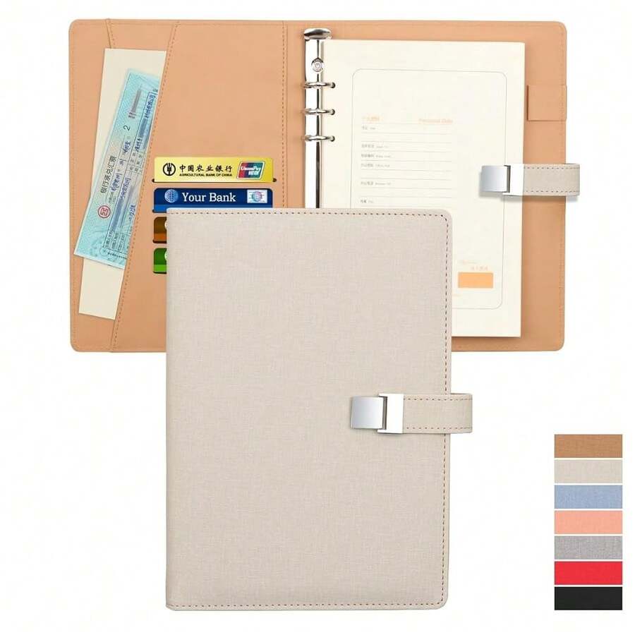 A5 Binder Organizer - Unisex Business Planner - PU Leather Journal -6 Ring Binder Refillable Diary Notepads, Travel Organizer Agenda For Men Women - Blue-671080 - 貝格恩 - 查看 1