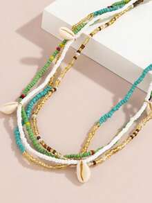 4pcs/set Fashion Plastic Shell & Bead Decor Waist Chain For Women For Daily Decoration - Multicolor - View 3