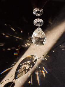 10pcs 38mm Teardrop Crystal Prisms, Transparent Crystal Chandelier Prism Pendant Parts, Connecting Glass Octagon Beads, Hanging Wreath Lamp Decor, Christmas Tree Decor, Wedding & Home Decor Christmas Decorations Room Decor - Clear - View 6