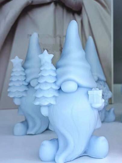 1 件圣诞小矮人硅胶蜡烛模具 DIY 蜡熔石膏模具装饰硅胶模具