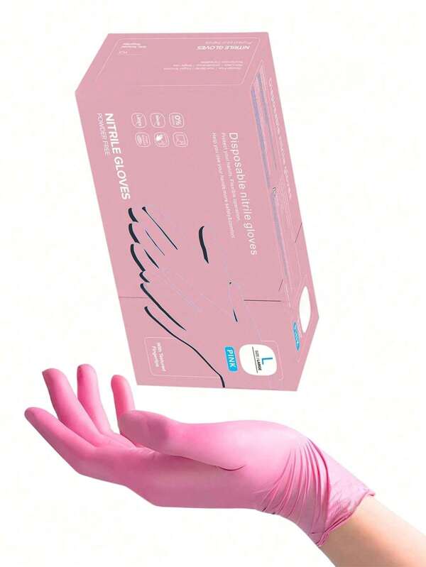 100/50/20/6PCS, Pink Disposable Nitrile Gloves, Suitable For Household Cleaning, Kitchen, Dishwashing, Household Cleaning, Durable Gloves