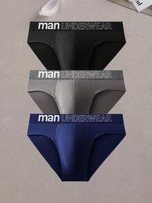 3-częściowe męskie spodnie trójkątne, proste, codzienne, sportowe, modne, dzianinowe majtki z literami, średni stan, wygodne i miękkie, męskie majtki