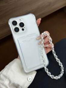 透明防摔手机壳带卡槽和链条，适用于 14 Pro Max、13、11、XR、7/8、Galaxy S24、A04、A12、A13、A14、A23、A24、A32、A33、A51、A52、A53、A54、A72、S20 FE、Redmi 9、Redmi 9A