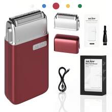 SEJOY Portable Electric Razor For Men With Toothed & Mesh Blades, Magnetic Adsorption Head, Mini Electric Foil Shaver For Men - Red - View 1