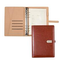 A5 Binder Organizer - Unisex Business Planner - PU Leather Journal -6 Ring Binder Refillable Diary Notepads, Travel Organizer Agenda For Men Women - Blue-671080 - 棕色 - 查看 1