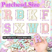 MXSelfAdhesive Chenille Letters Patches: 104PCS MixedColors Preppy Letter Patches Stickers Varsity Initial Patch For Clothing Backpacks Makeup Bags4131 - 104混色雪尼爾字母 - 查看 2