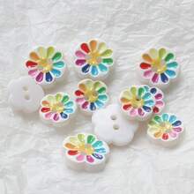 10/20pcs Colorful Dotted Flower Two-Eye Small Buttons, Handmade Sewing Buttons Decor Accessories For Sweater, Cardigan, DIY - Multicolor - View 7