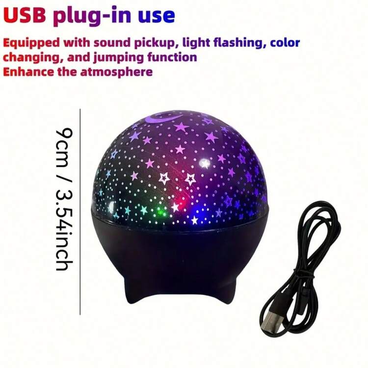 1 Peça Lâmpada de Projeção de Céu Estrelado Criativa com Bomba Atômica Preta e Lua Alimentada por USB, Luz de Projeção para Decoração de Ambiente, Estrelas e Lua Dinâmicas do Universo, Adequada para Quarto, Sala de Estar, KTV, Escritório, Bar, Lâmpada de Projeção LED, Também um Ótimo Presente - Preto - Visão 9