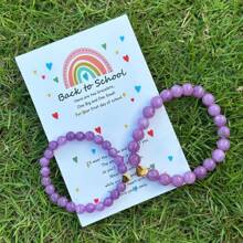 Pulseras de vuelta a la escuela para madre e hija, juego de pulseras a juego con forma de corazón "mamá e hija", regalos para el primer día de escuela