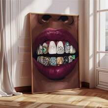 Impresión artística negra, pintura en lienzo de Grillz urbanos, pósteres e impresiones de arte de pared para decoración de la sala de estar, con marco opcional - Multicolor - Ver 7