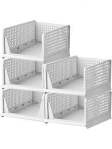 1pc Drawer Type Wardrobe Organizer, Japanese Style Clothes Storage Box With Layered Dividers, Drawer Basket Rack Shelf - White - View 5