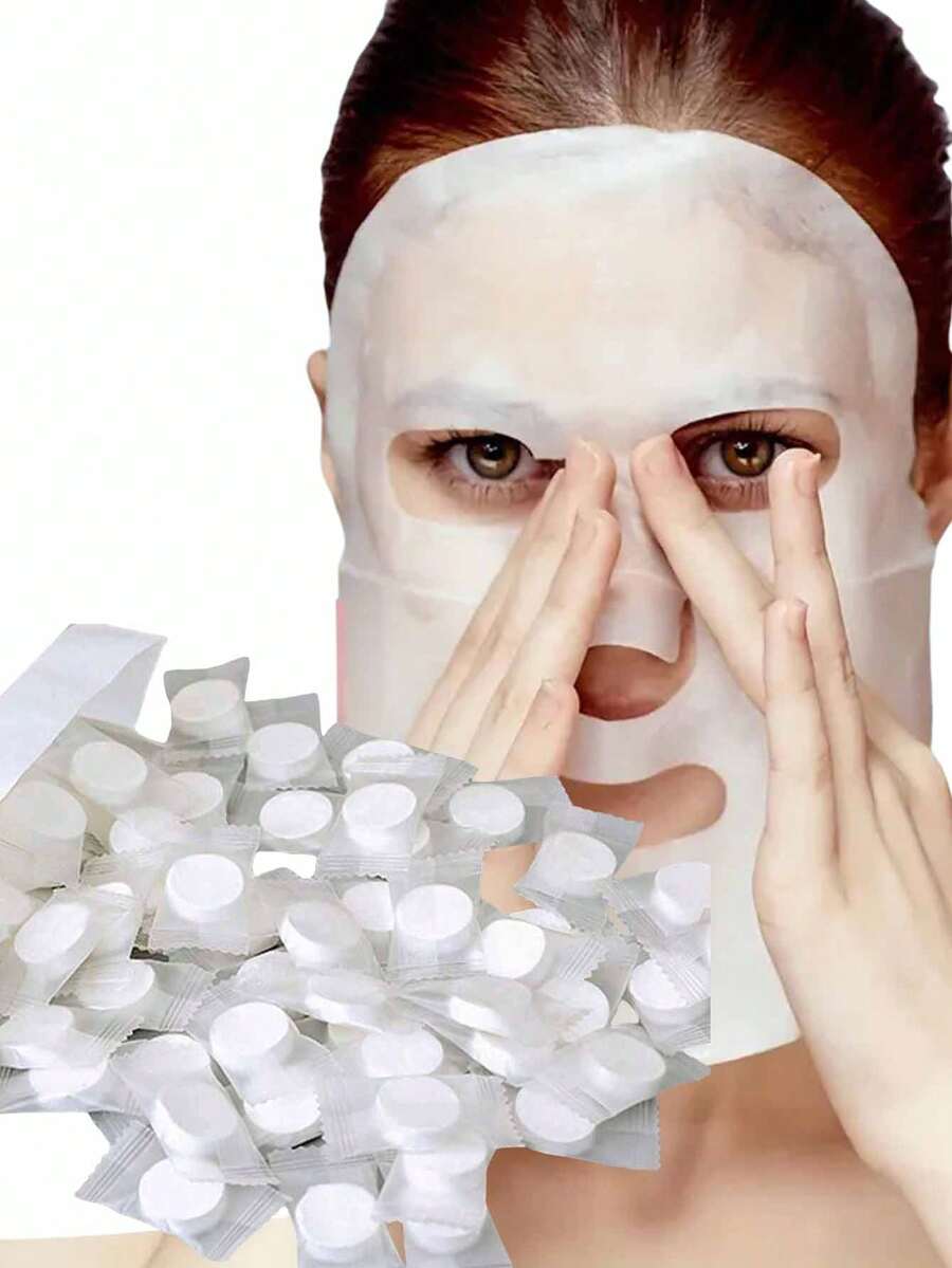 100/50/30/15 bucăți hârtie de curățare portabilă pentru măști faciale comprimate - foi de curățare comprimate nețesute, de calitate salon de înfrumusețare - alb - Vizualizare 1