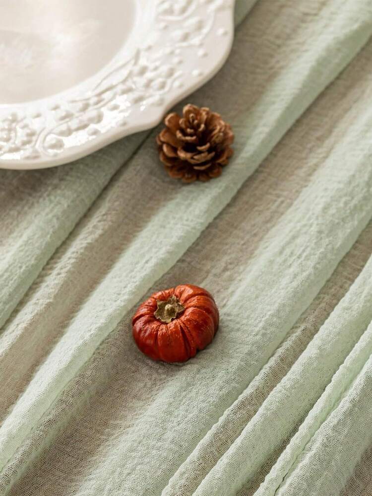 Camino de mesa de 71/118 pulgadas color verde salvia, camino de mesa de arpillera estilo bohemio chic, adecuado para bodas, despedidas de soltera, decoración del hogar de verano - Verde - Añade 2