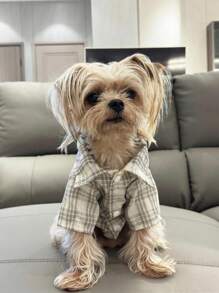Spring Summer Pet Dog & Cat Plaid Shirt Clothes, Fashionable Cute Outfit For Medium & Small Dogs