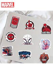Marvel 50 Miếng dán vinyl hình Người Nhện được  cấp phép chính thức, quà tặng hoạt hình chống nước cho bình nước, ốp lưng máy tính xách tay, bình nước, máy tính, điện thoại, mũ bảo hiểm, xe hơi và đề can - Nhiều màu - Xem 8
