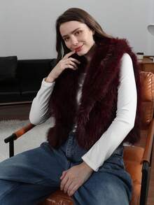 Chaleco/Chaqueta de mujer de moda de invierno con falso pelo de angora rojo
