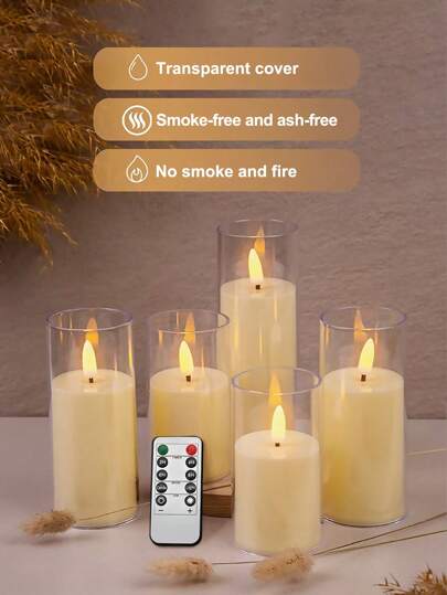 2/3/5pcs Set Of Flameless Candles With Remote Control, Battery Operated LED Candles With Timer, Romantic Decoration Lights For Christmas, Home, Wedding, Birthday, Valentine's Day, Party