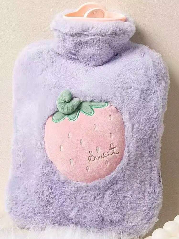 Joivida 1 件男女通用卡通水果图案植绒大容量热水袋，可重复填充，防爆，防漏，可拆卸，温暖暖手器，适合冬季户外露营、旅行、居家、办公室、学校、宿舍、日常使用 - 彩色 - 查看 8