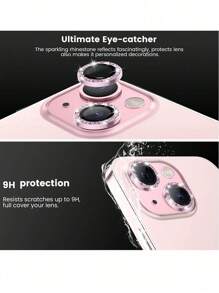 3pcs Compatible With IPhone17 16 15 14 13 12 11Plus Camera Lens Protection Film, Scratch Resistant Shiny Metal Ring, Women's Lens Protection Cover, Cute Lens Protection Accessories, Pink