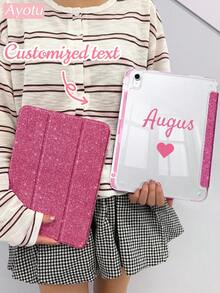 Ayotu 1 Funda personalizable para tableta/teléfono con brillo y triple pliegue, compatible con todos los modelos de iPad, con soporte, con portaplumas, de carcasa dura resistente a los arañazos, ultra delgada y ligera para protección, 2025phonecase - Impresión a una sola cara - Ver 2
