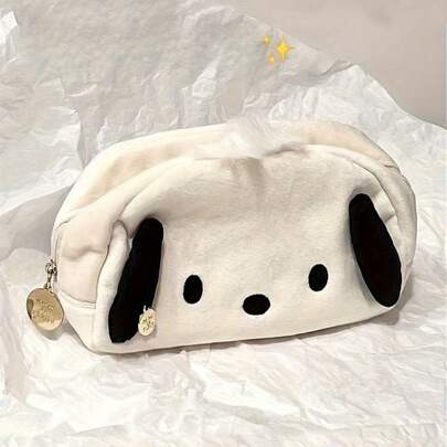 1pc Pochacco/Cinnamon Dog Large Zipper Pencil Case | Adorable Plush Design, Durable Fabric Material, Suitable For School, Office Supplies And Stationery Storage