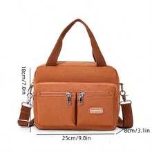Women's Handbag, Multi-Pocket Zipper Backpack, Waterproof Nylon Shoulder Bag, Coin Purse - Orange - View 7