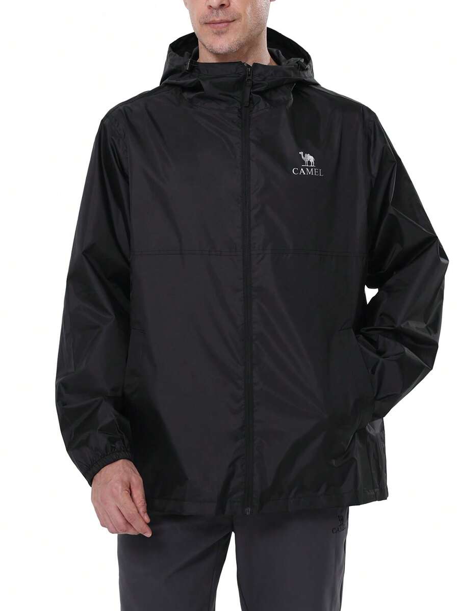 CAMEL CROWN Men's Waterproof Raincoat; Lightweight Windproof Hooded Raincoat, Suitable For Cycling, Hiking, Running, Golf And Other Outdoor Activities. - Phantom Black - View 1