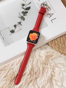 1条女士红色时尚替换腕带，经典设计，耐用PU皮革智能手表表带，兼容表带45/49/38/40/41/42/44/46mm，兼容 Series Ultra/SE 11/10/9/8/7/6/5/4/3/2/1，女士智能手表配件礼品 - 紅色 - 查看 3